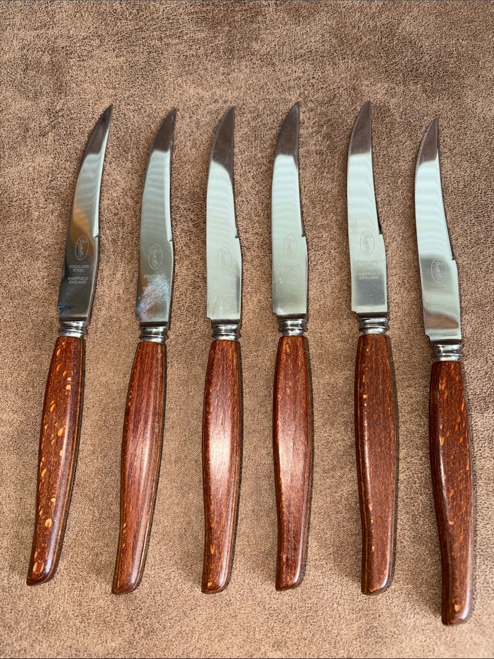 Premier Stainless Steel Set of 6 Steak Knives with Wooden Handles